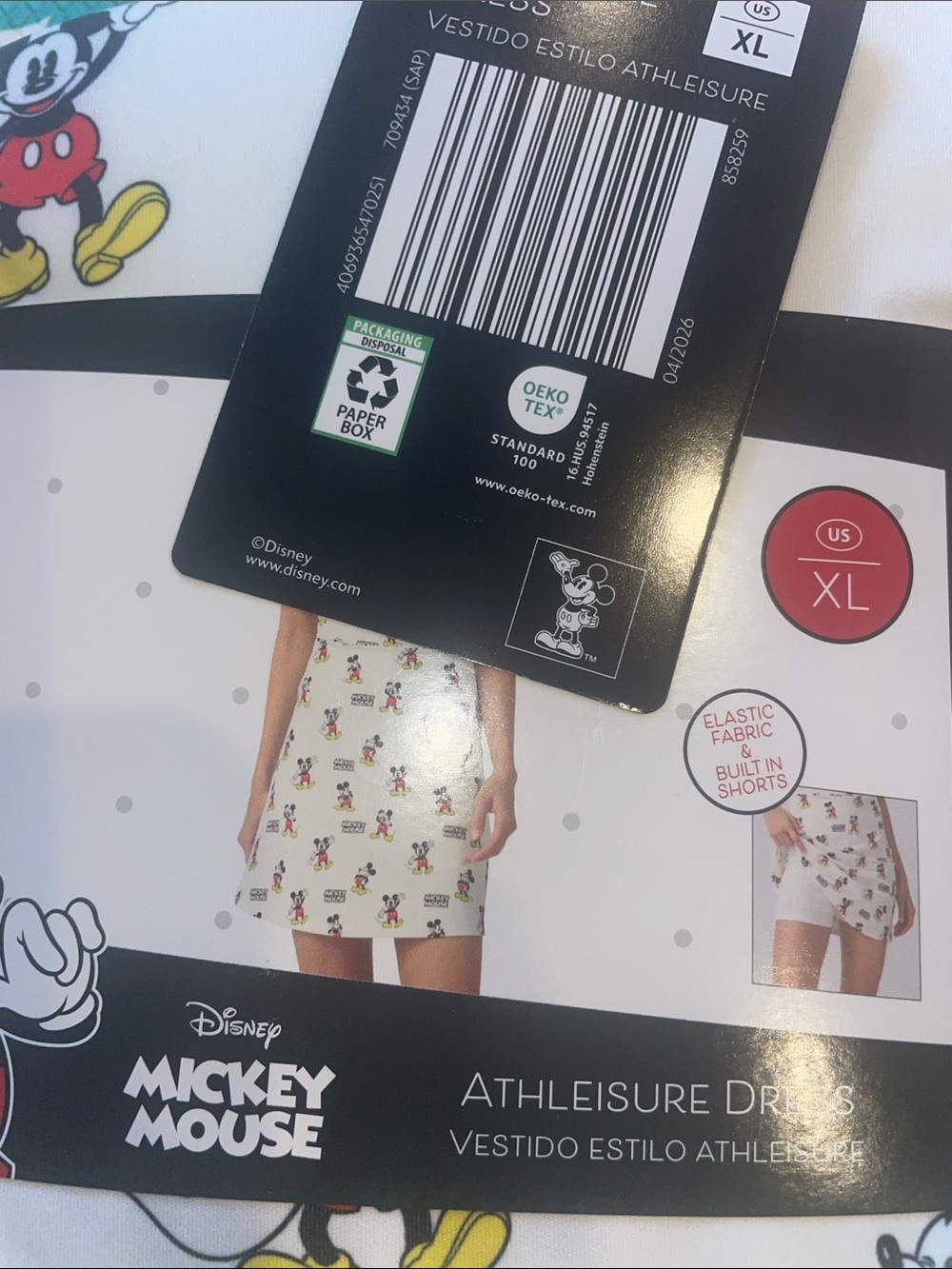 Disney Aldi Mickey Mouse White Tank Athleisure Dress with Red Trim* - Picture 2 of 2
